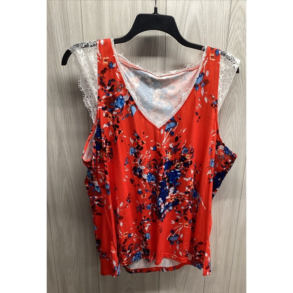 UNBRANDED Women's (Size XXL) Sleeveless V-Neck Tank Top Lace Accent Stretch H